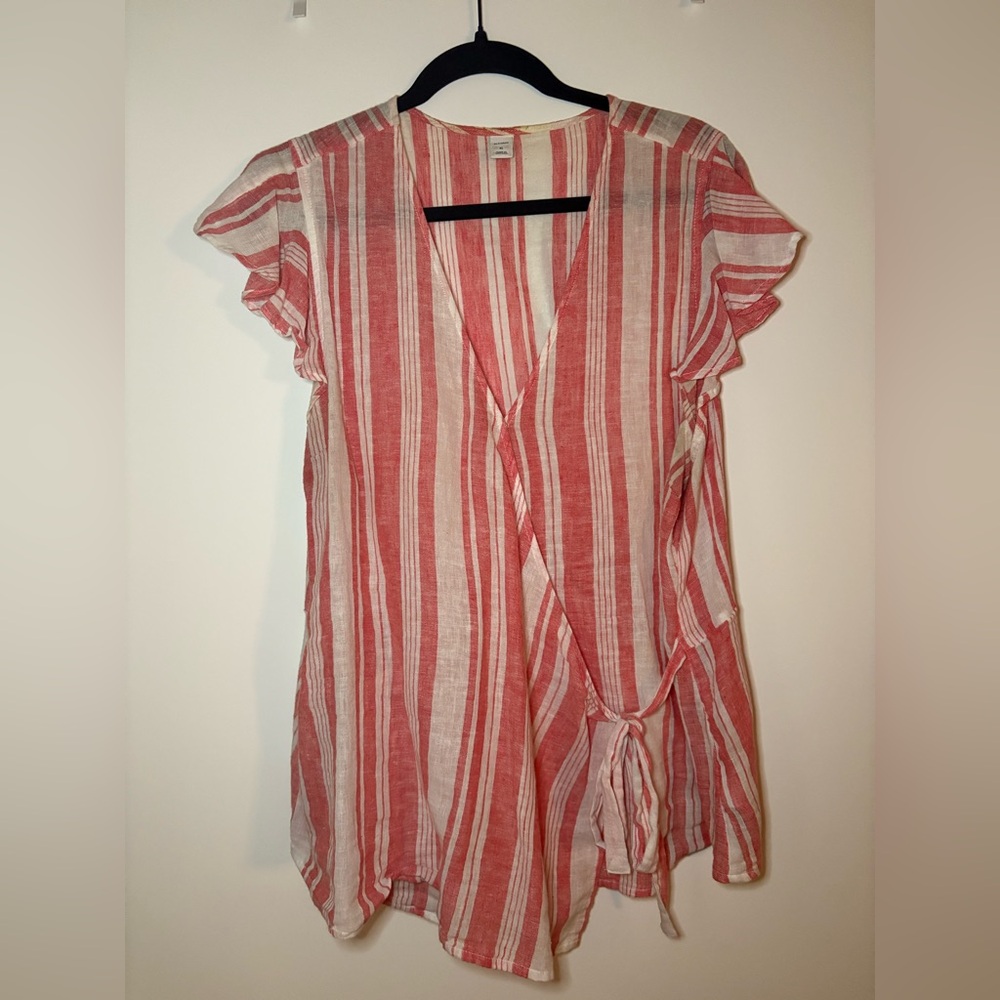 Striped Wrap Top - Red and White